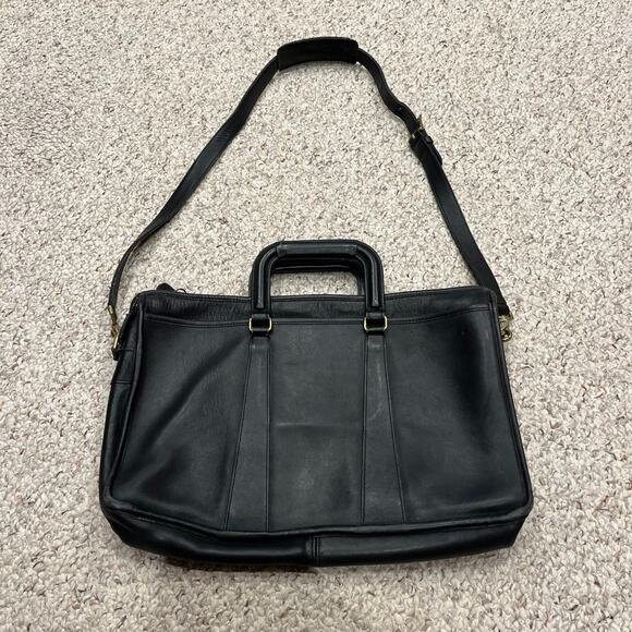 Vintage Coach Embassy Black Leather Briefcase Shoulder Bag J2C 5282 - Picture 1 of 10